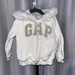 Baby Gap Toddler Cozy Fur-Trim Gap Logo Zip Hoodie size 2 yrs [H-48]